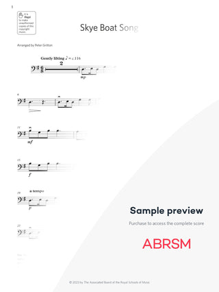 Skye Boat Song - Cello Exam Pieces 2024, Grade 1 (Digital Sheet Music) protected preview