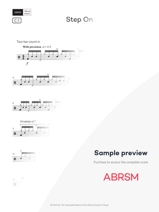Step On - Drum Kit Exam Pieces 2024 Grade 8 Digi (Digital Sheet Music) protected preview