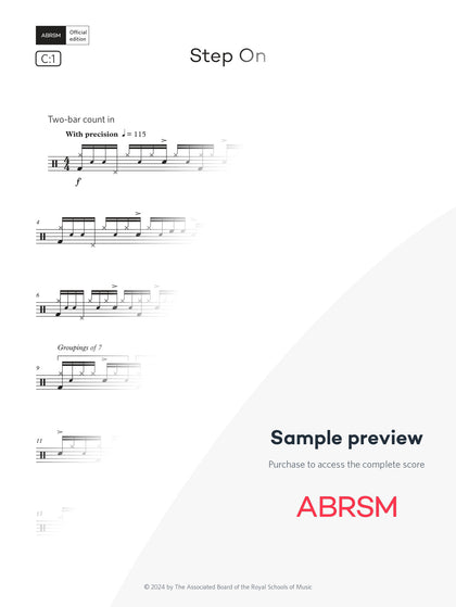 Step On - Drum Kit Exam Pieces 2024 Grade 8 Digi (Digital Sheet Music) protected preview