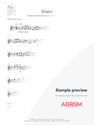 Vivace - Violin Exam Pieces 2024, Grade 4 (Digital Sheet Music) protected preview
