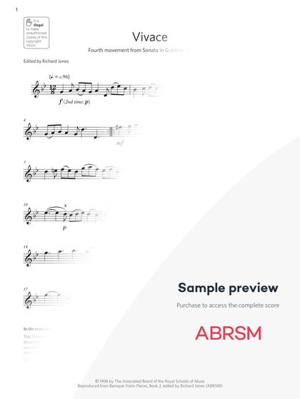 Vivace - Violin Exam Pieces 2024, Grade 4 (Digital Sheet Music) protected preview