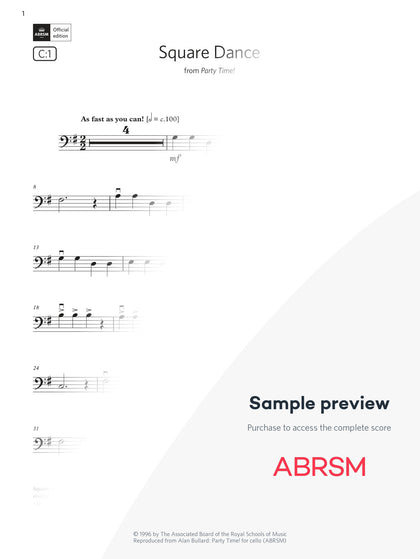 Square Dance - Cello Exam Pack 2024, Initial Grade (Digital Sheet Music) protected preview