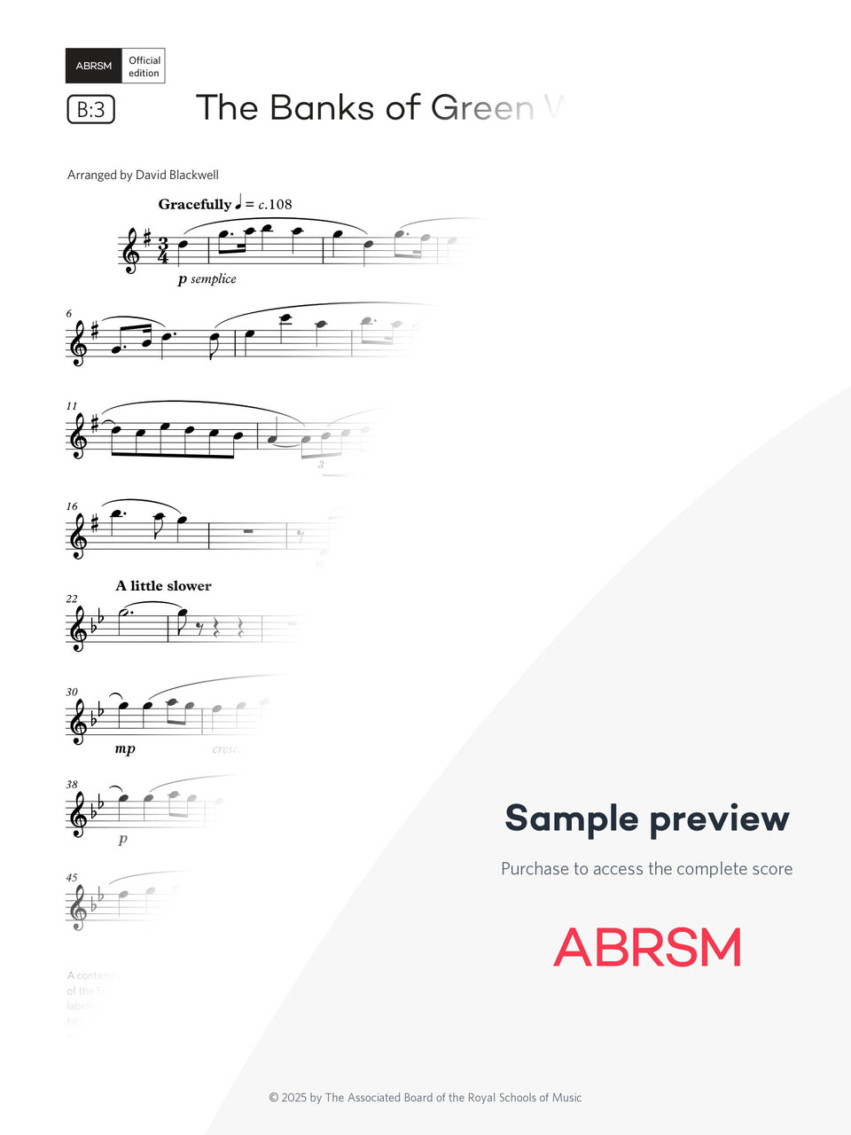 The Banks of Green Willow - Flute Exam Pieces 2026, Grade 4 (Digital Sheet Music) protected preview