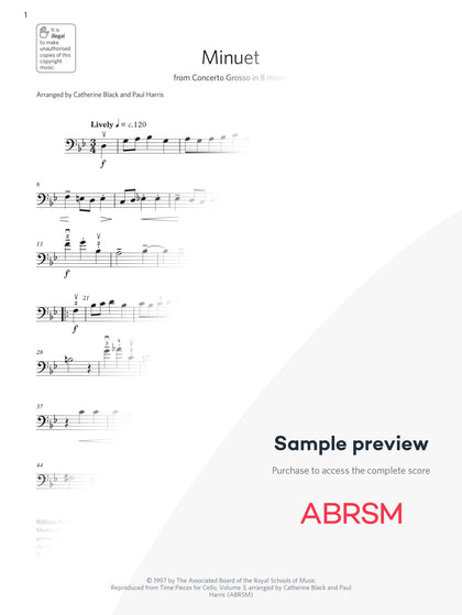 Minuet - Cello Exam Pieces 2024, Grade 4 (Digital Sheet Music) protected preview
