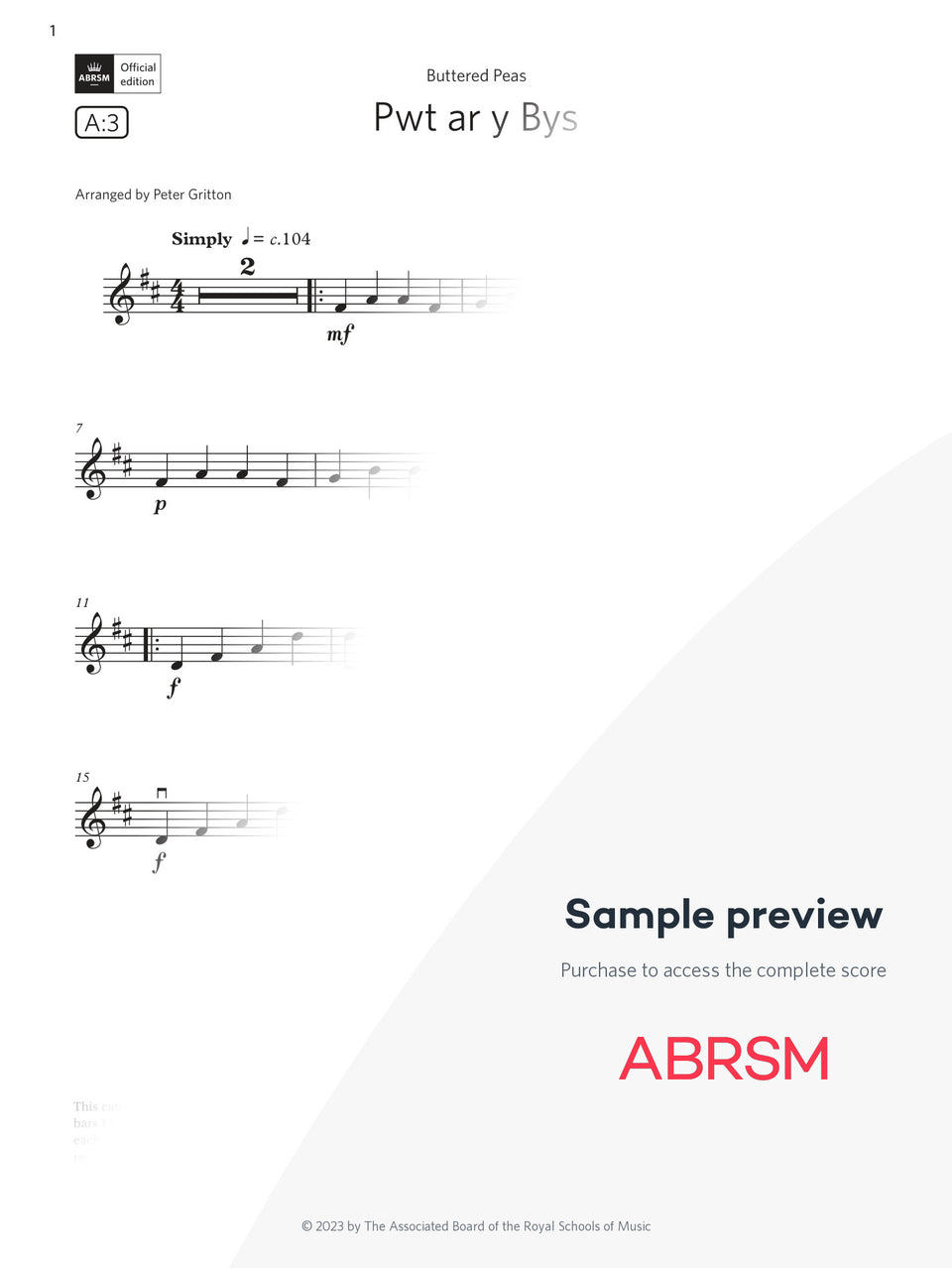 Pwt ar y Bys - Violin Exam Pack 2024, Initial Grade (Digital Sheet Music) protected preview