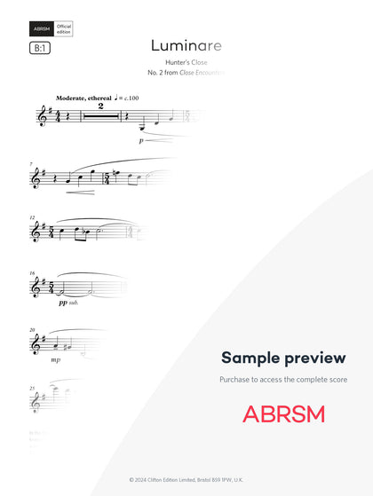 Luminare, Hunter's Close - Clarinet Exam Pieces 2026, Grade 6 (Digital Sheet Music) protected preview