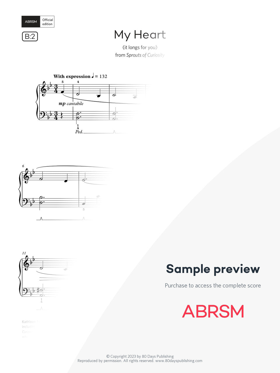 My Heart (it longs for you) - Piano Exam Pieces 2027 & 2028, Grade 2 (Digital Sheet Music) protected preview