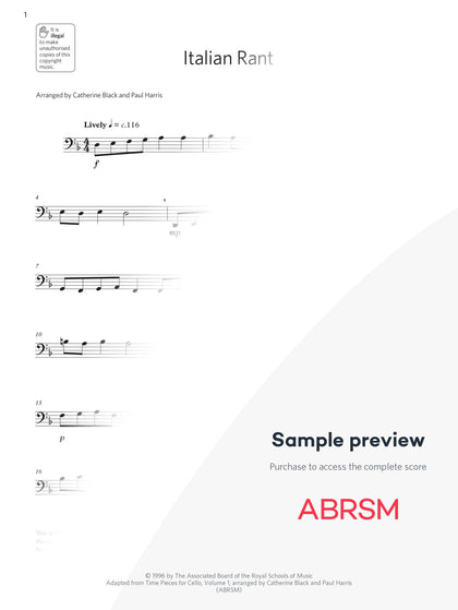 Italian Rant - Cello Exam Pieces 2024, Grade 2 (Digital Sheet Music) protected preview