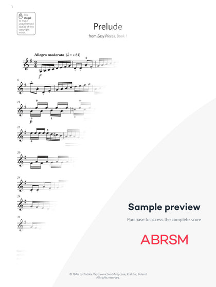 Prelude - Violin Exam Pieces 2024, Grade 4 (Digital Sheet Music) protected preview