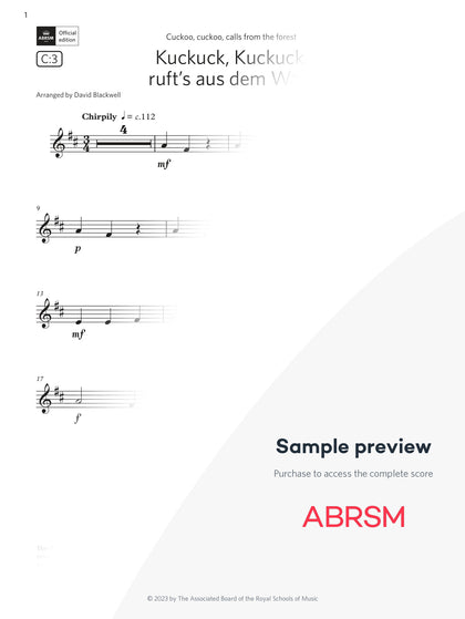 Kuckuck, Kuckuck, ruft's aus dem Wald - Violin Exam Pack 2024, Initial Grade (Digital Sheet Music) protected preview