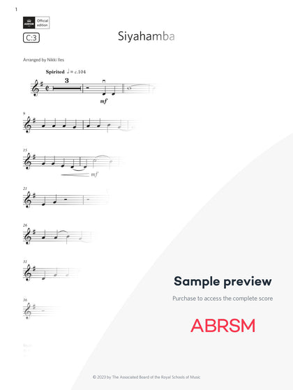 Siyahamba - Violin Exam Pieces 2024, Grade 1 (Digital Sheet Music) protected preview