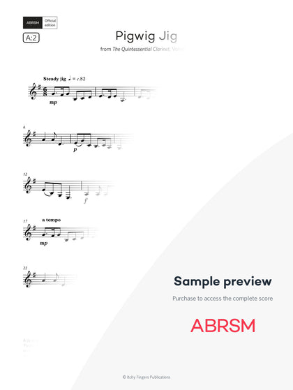 Pigwig Jig - Clarinet Exam Pieces 2026, Grade 2 (Digital Sheet Music) protected preview