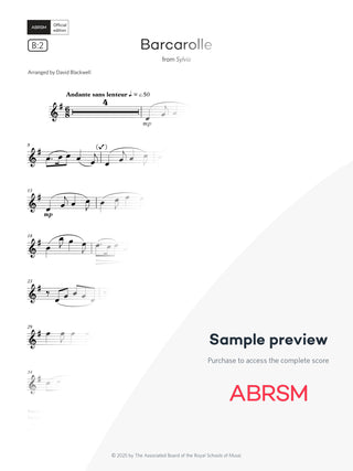 Barcarolle - Sax Exam Pieces 2026, Grade 3 (Digital Sheet Music) protected preview