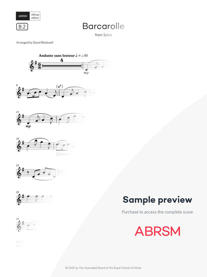 Barcarolle - Sax Exam Pieces 2026, Grade 3 (Digital Sheet Music) protected preview