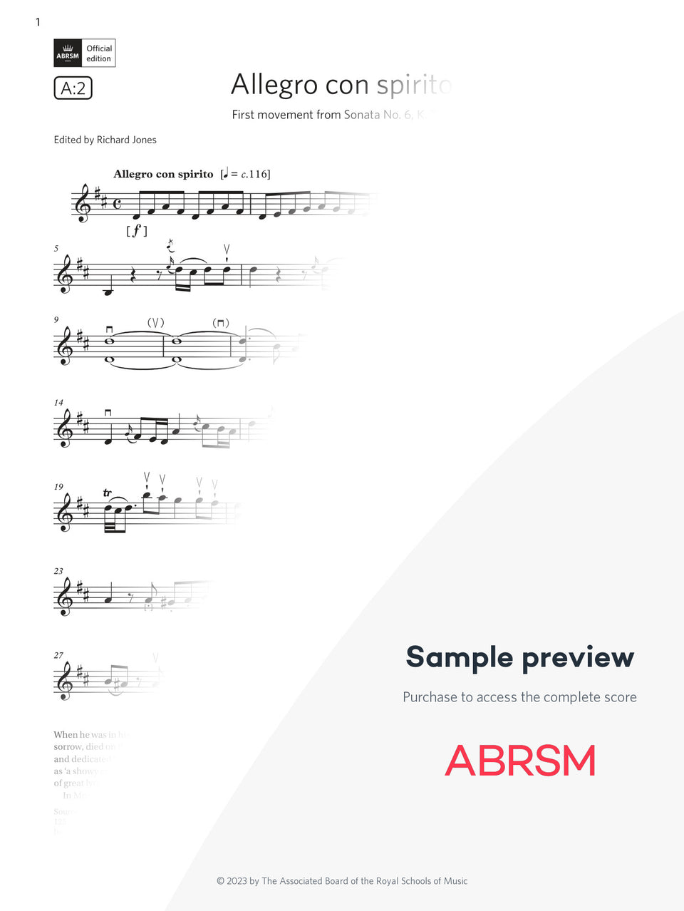 Allegro con spirito - Violin Exam Pieces 2024, Grade 8 (Digital Sheet Music) protected preview