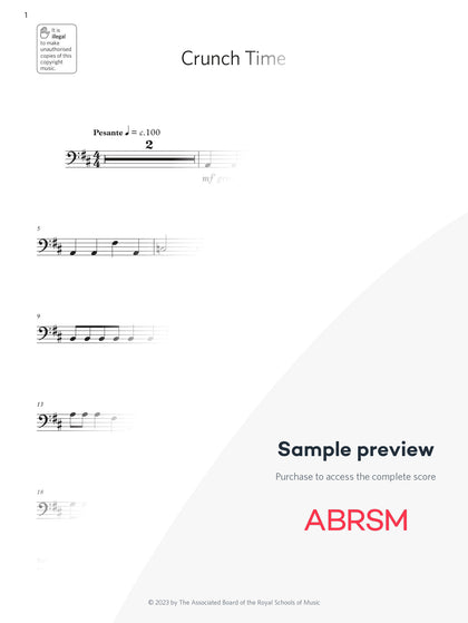 Crunch Time - Cello Exam Pack 2024, Initial Grade (Digital Sheet Music) protected preview