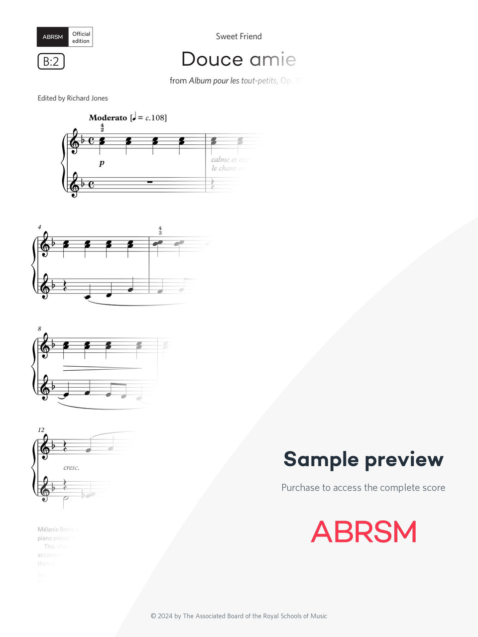 Douce amis - Piano Exam Pieces 2025 & 2026, Grade 3 (Digital Sheet Music) protected preview