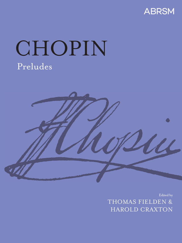 Book cover of Chopin Preludes with ABRSM logo on a blue background
