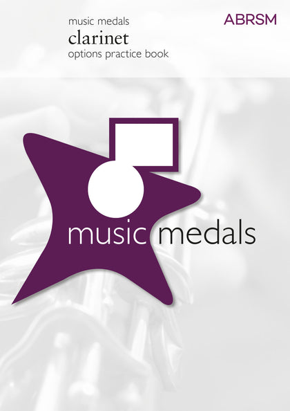Music Medals clarinet options practice book cover with ABRSM logo on a white background