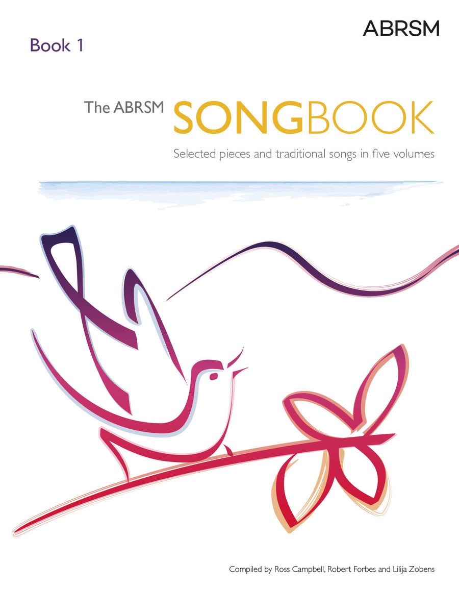 Cover of The ABRSM Songbook Book 1 with a dove design on a white background