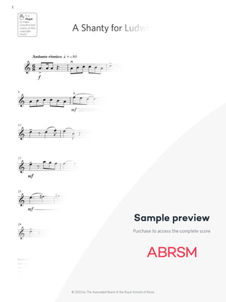 A Shanty for Ludwig - Violin Exam Pieces 2024, Grade 3 (Digital Sheet Music) protected preview
