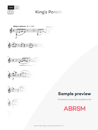 King's Parade - Clarinet Exam Pieces 2026, Grade 6 (Digital Sheet Music) protected preview