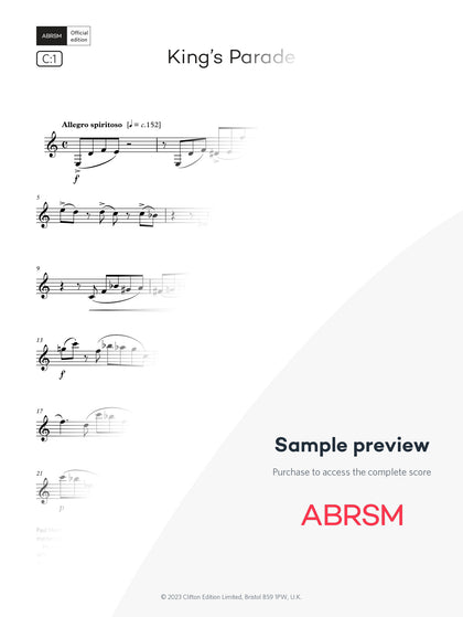 King's Parade - Clarinet Exam Pieces 2026, Grade 6 (Digital Sheet Music) protected preview