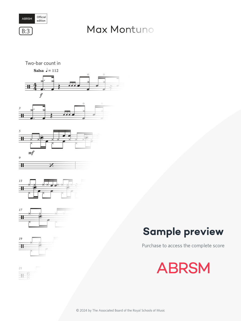 Max Montuno - Drum Kit Exam Pieces 2024 Grade 6 Digi (Digital Sheet Music) protected preview