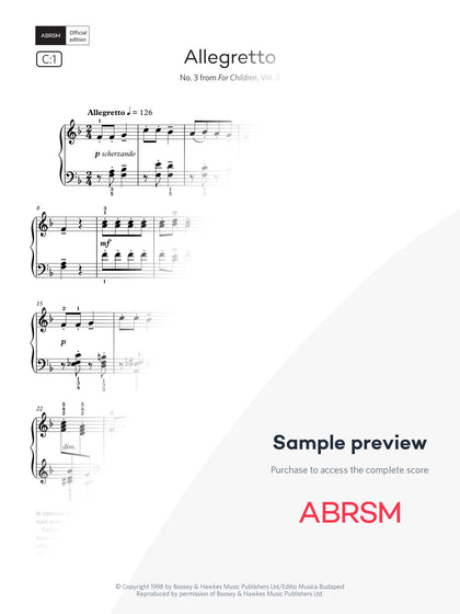 Allegretto - Piano Exam Pieces 2025 & 2026, Grade 3 (Digital Sheet Music) protected preview