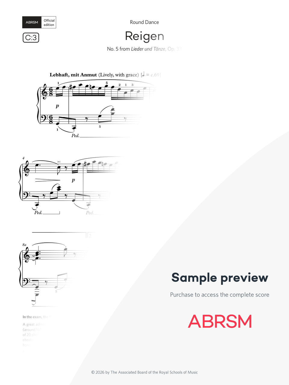 Reigen - Piano Exam Pieces 2027 & 2028, Grade 6 (Digital Sheet Music) protected preview