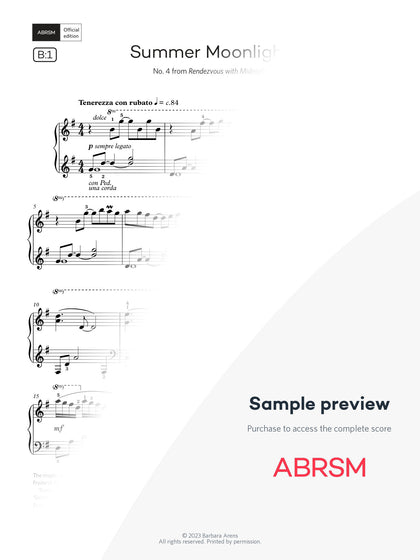 Summer Moonlight - Piano Exam Pieces 2027 & 2028, Grade 6 (Digital Sheet Music) protected preview