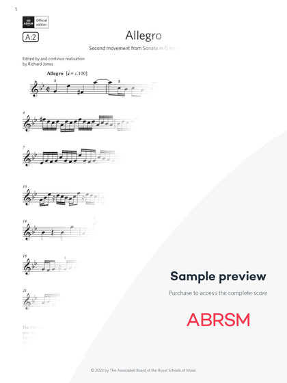Allegro - Violin Exam Pieces 2024, Grade 6 (Digital Sheet Music) protected preview