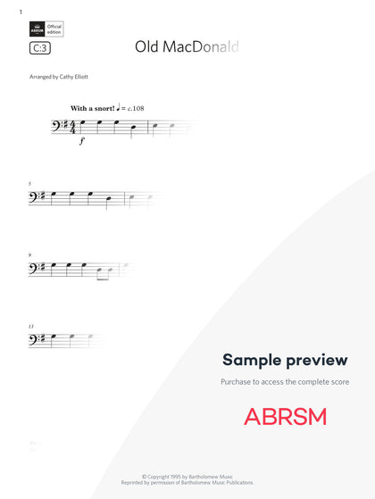 Old MacDonald - Double Bass Exam Pack 2024 Initial Grade Digi (Digital Sheet Music) protected preview