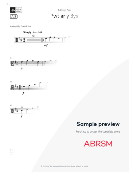 Pwt ar y Bys - Viola Exam Pack 2024, Initial Grade (Digital Sheet Music) protected preview