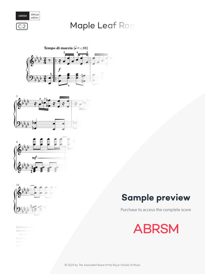 Maple Leaf Rag - Piano Exam Pieces 2025 & 2026, Grade 8 (Digital Sheet Music) protected preview