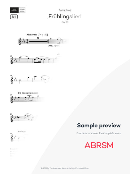 Frühlingslied, Op. 38 - Flute Exam Pieces 2026, Grade 6 (Digital Sheet Music) protected preview