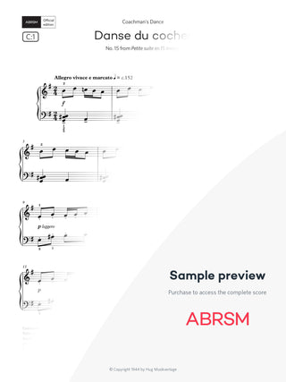 Danse du cocher - Piano Exam Pieces 2025 & 2026, Grade 4 (Digital Sheet Music) protected preview