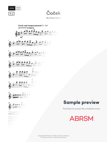 Cocek - Flute Exam Pieces 2026, Grade 7 (Digital Sheet Music) protected preview