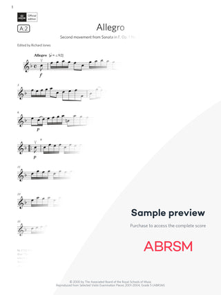 Allegro - Violin Exam Pieces 2024, Grade 5 (Digital Sheet Music) protected preview