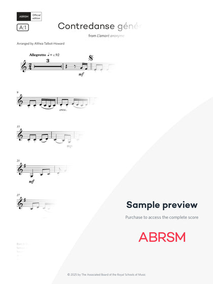 Contredanse générale - Clarinet Exam Pieces 2026, Grade 2 (Digital Sheet Music) protected preview