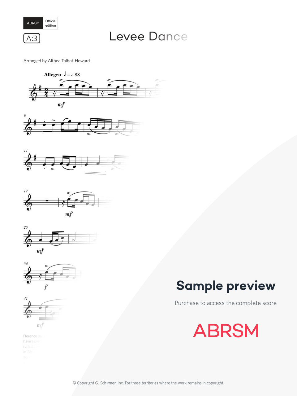 Levee Dance - Clarinet Exam Pieces 2026, Grade 4 (Digital Sheet Music) protected preview