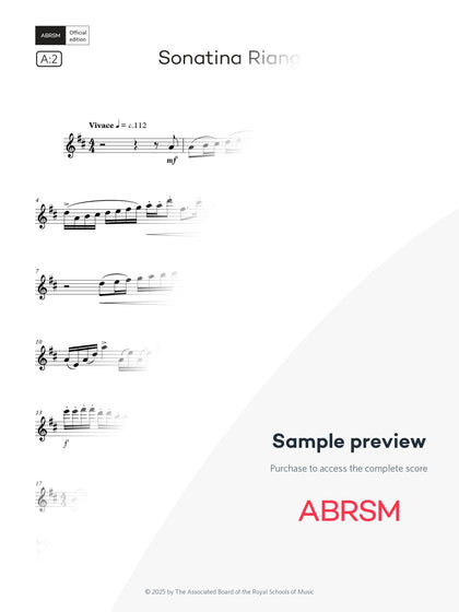 Sonatina Riang - Flute Exam Pieces 2026, Grade 5 (Digital Sheet Music) protected preview