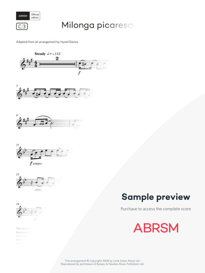 Milonga picaresque - Clarinet Exam Pieces 2026, Grade 6 (Digital Sheet Music) protected preview