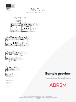 Alla Turca - Piano Exam Pieces 2025 & 2026, Grade 8 (Digital Sheet Music) protected preview