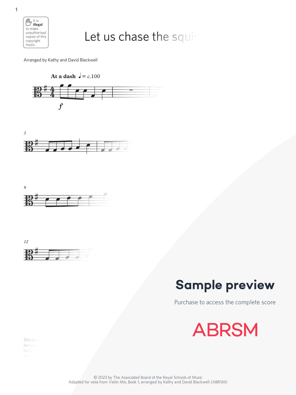 Let us chase the squirrel - Viola Exam Pack 2024, Initial Grade (Digital Sheet Music) protected preview