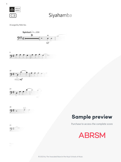 Siyahamba - Cello Exam Pieces 2024, Grade 1 (Digital Sheet Music) protected preview