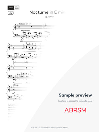 Nocturne in E minor, Op. 72 No.1 - Piano Exam Pieces 2027 & 2028, Grade 8 (Digital Sheet Music) protected preview