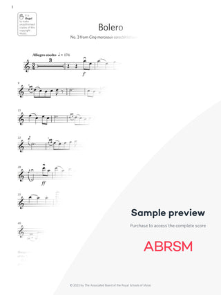 Bolero - Violin Exam Pieces 2024, Grade 7 (Digital Sheet Music) protected preview