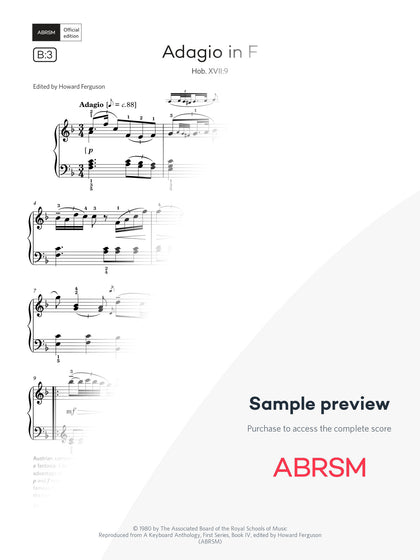 Adagio in F, Hob. XVII:9 - Piano Exam Pieces 2027 & 2028, Grade 6 (Digital Sheet Music) protected preview