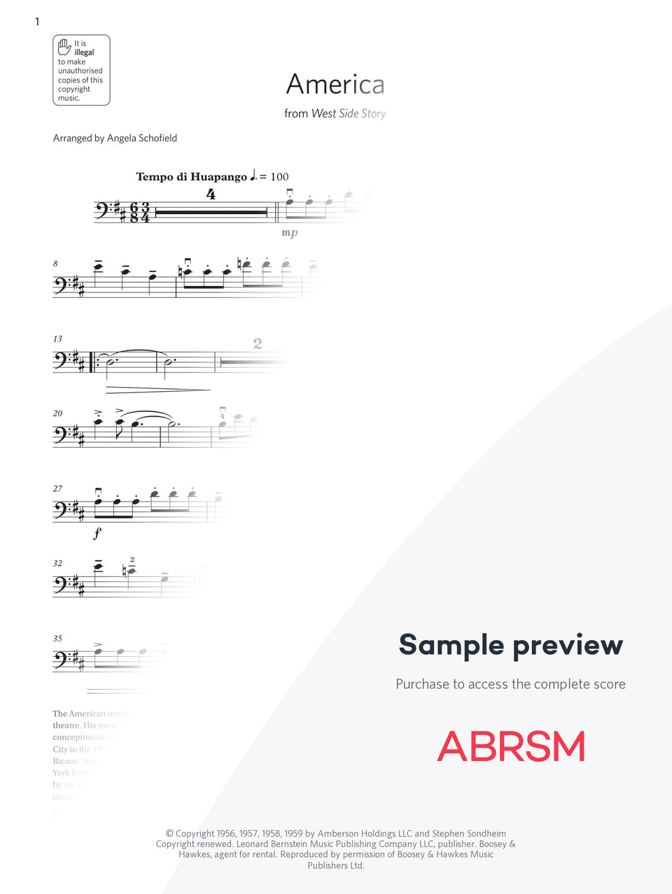 America - Cello Exam Pieces 2024, Grade 4 (Digital Sheet Music) protected preview